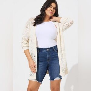 Torrid Women's Cream Open-Front Sweater